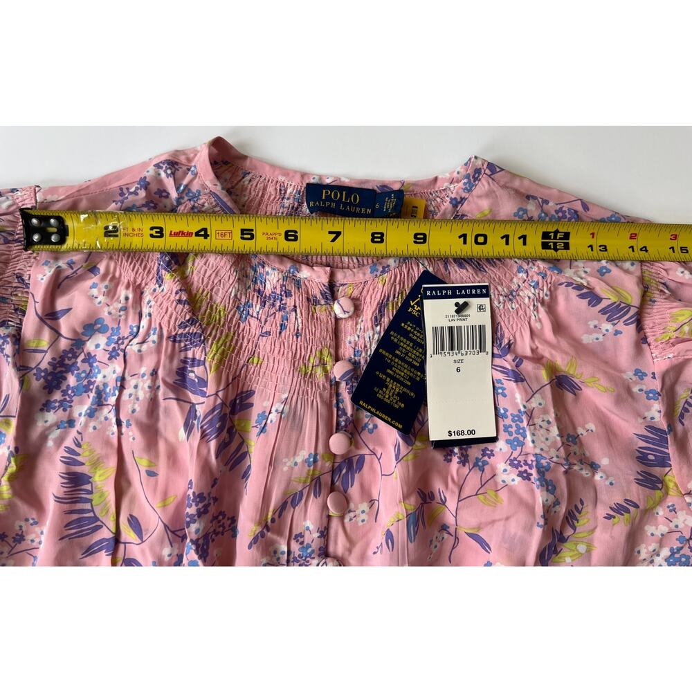 Polo Ralph Lauren Lav Print Pink Floral Top Women's Size 6 New - Picture 9 of 16